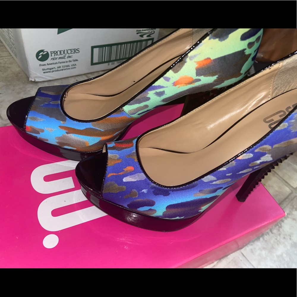 Open Toe Colorful Platform Spiked Heel